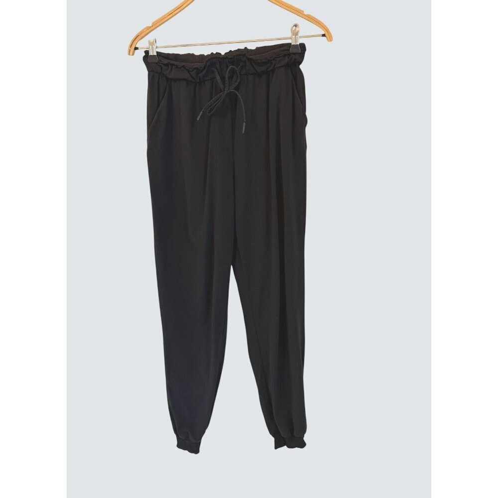 Lululemon Black Drawstring Waist Jogger Pants With Ruffled Elastic Waistband & T